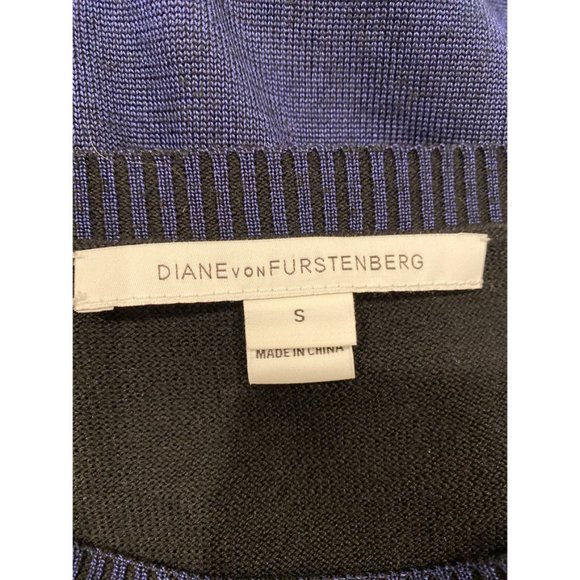 DVF ORLA NAVY MERINO WOOL AND SILK FRONT SWEATER - Picture 7 of 7